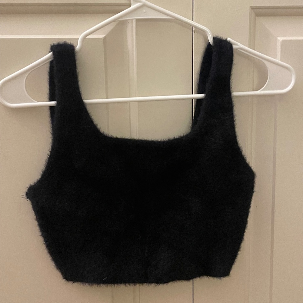 Black Fuzzy Aritzia Babaton Tank Top
